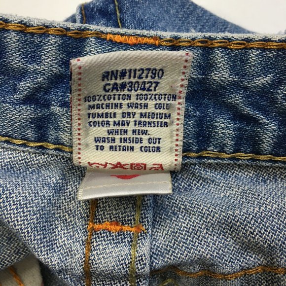 TRUE RELIGION Medium/Light Wash BOBBY 5 Pocket Logo Hardware Jeans - Picture 3 of 14